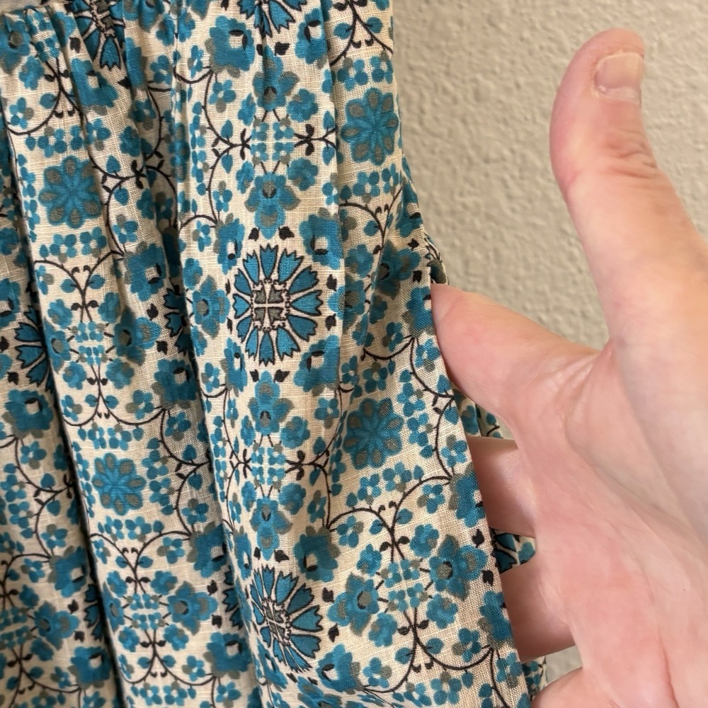 Anthropologie Peregrine Midi Dress S Teal Floral Boho Tiered Ruffle Festival - Picture 7 of 12